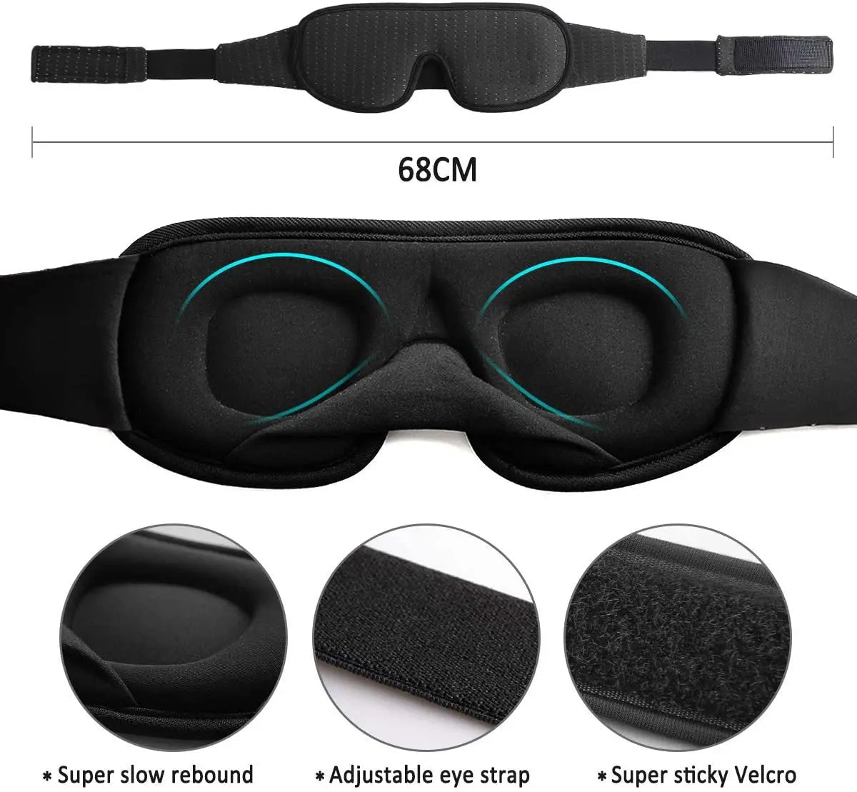 3D Comfort Sleep Mask – soft padded light-blocking eye cover for deep sleep and travel