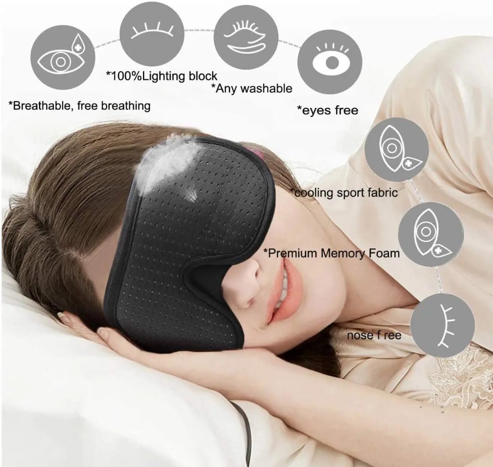 3D Comfort Sleep Mask – soft padded light-blocking eye cover for deep sleep and travel