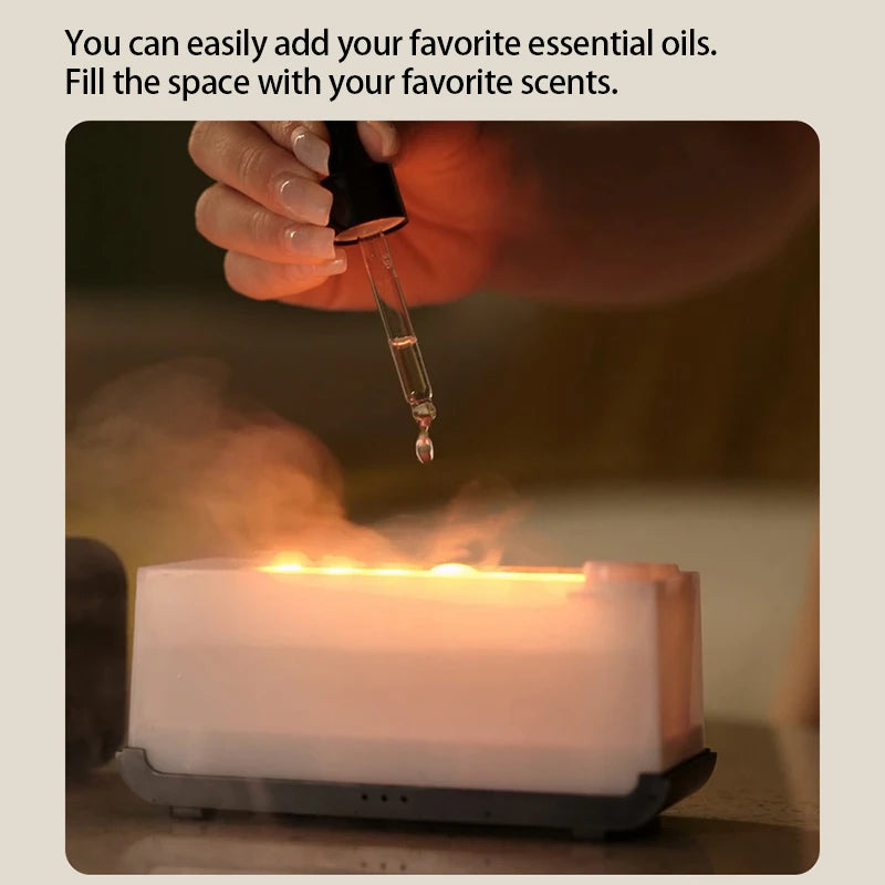 Mini Flame Aroma Diffuser & Humidifier with LED Timer